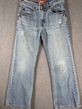 Levis 527 Bootcut Youth Sz 16 Regular Blue Denim Medium Wash Distressed 28x28